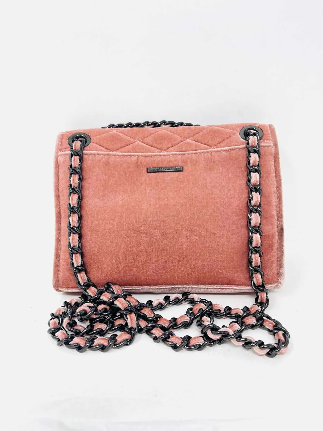 Rebecca Minkoff Pink Quilted Velvet Designer Crossbody Purse