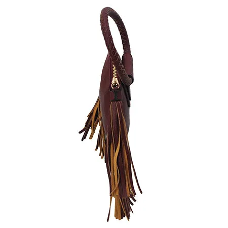 Red NGIL Faux Leather Fringe Wristlet