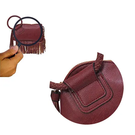 Red NGIL Faux Leather Fringe Wristlet