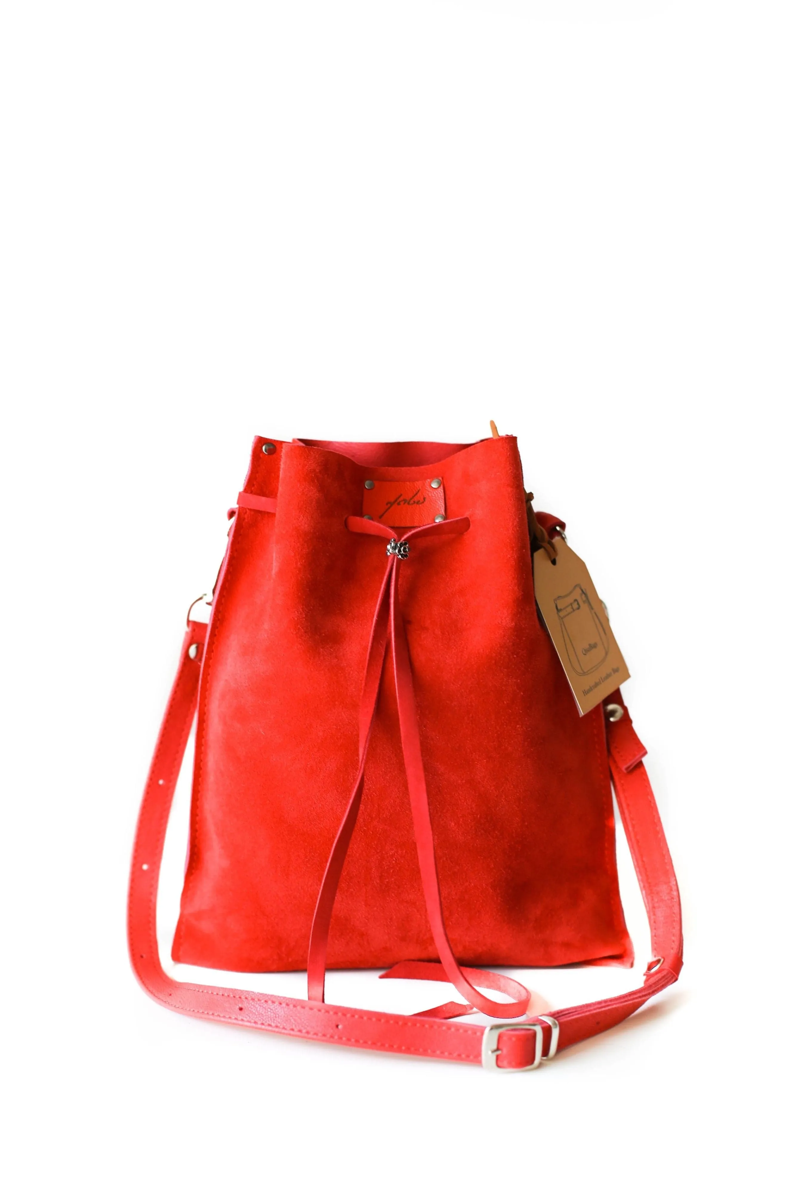 Red Suede Pouch Bag