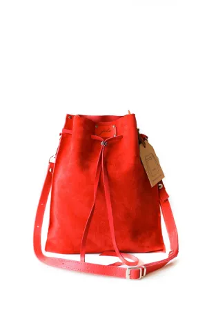 Red Suede Pouch Bag