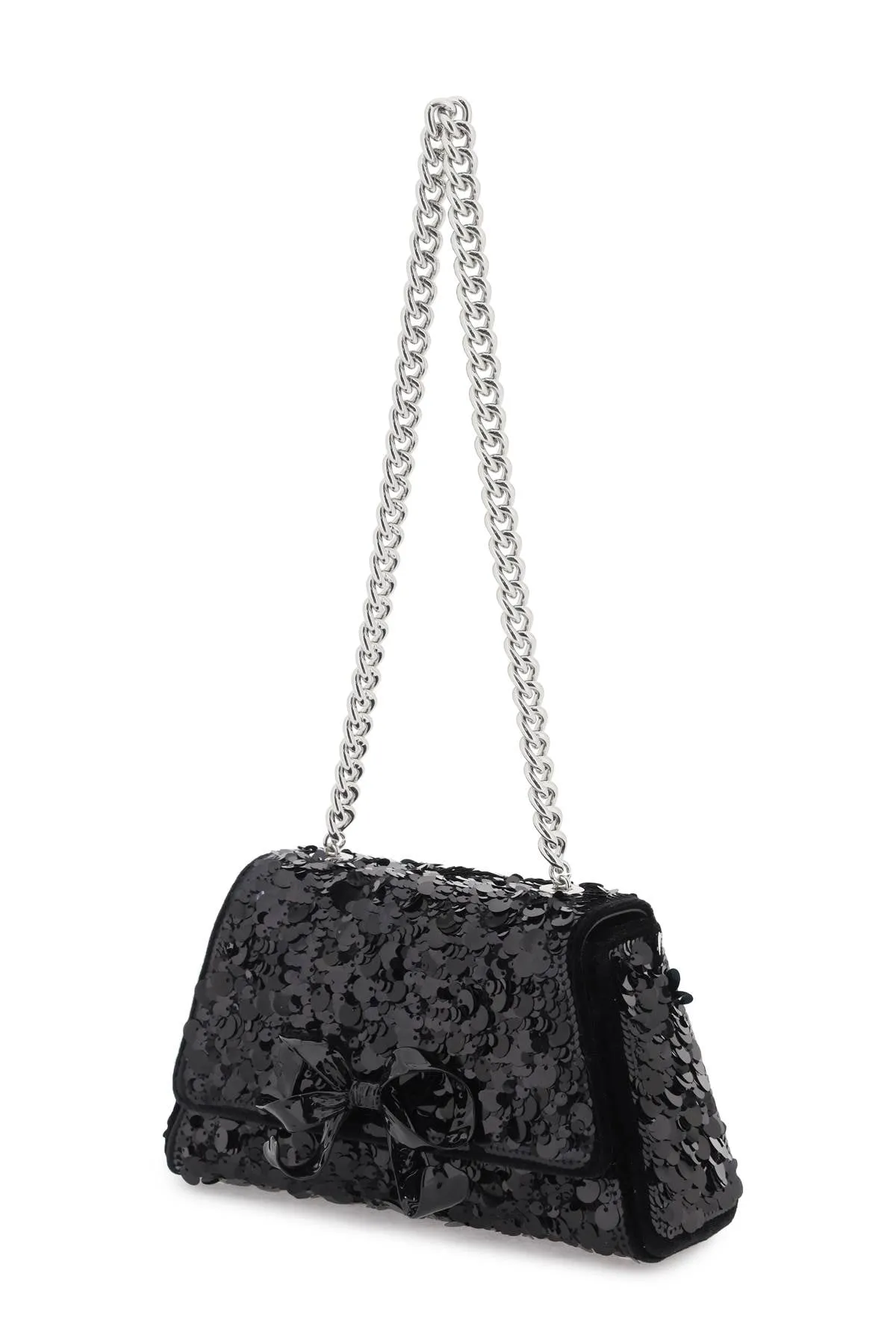 Self portrait sequined bow mini shoulder bag