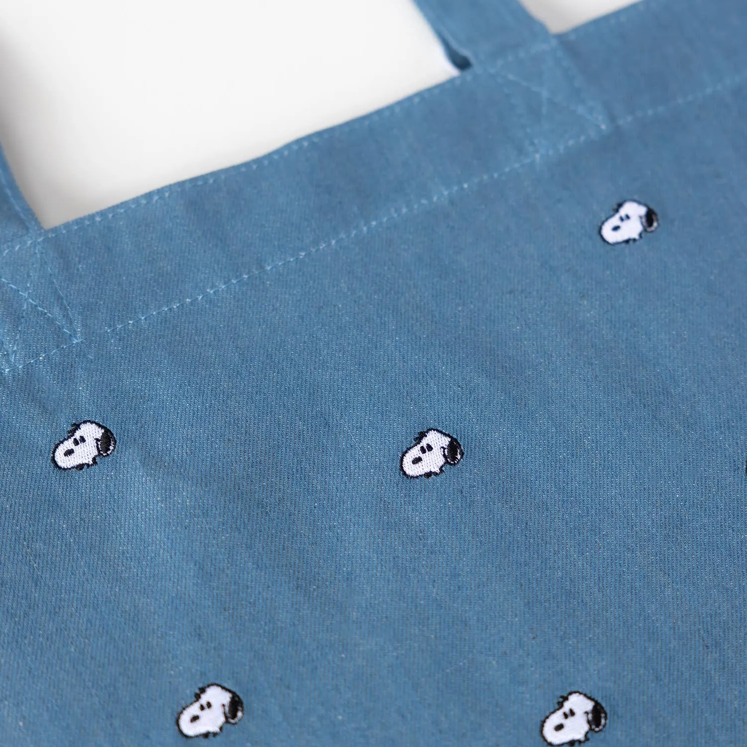 Snoopy Embroidered Tote Bag in Denim