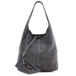 Suede Slouch Bag - Dark Grey