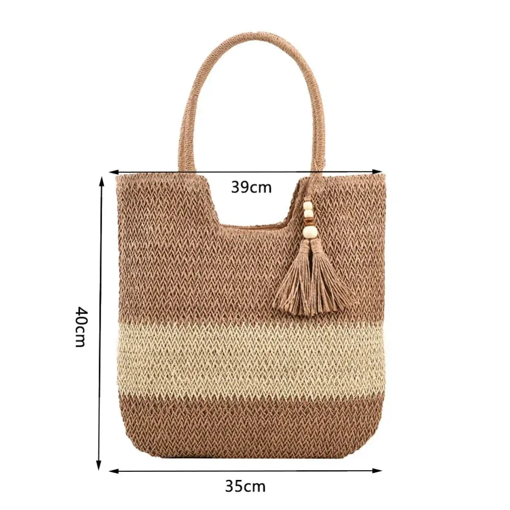 Summer Beach Straw Shoulder Tote