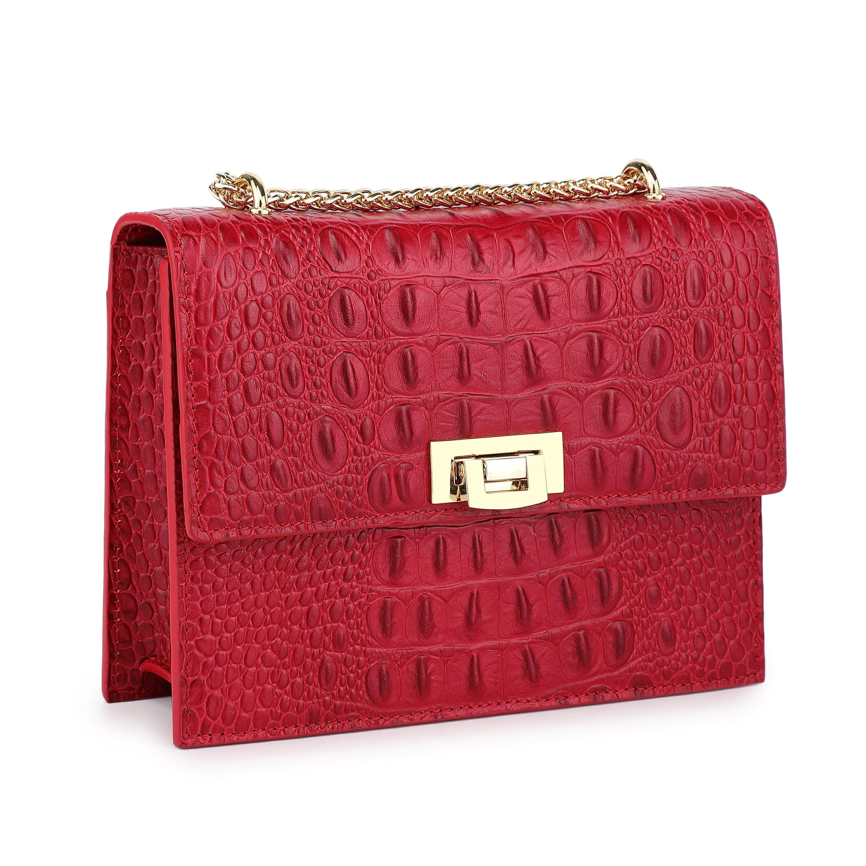 Tauren Croc Embossed Leather Crossbody Bag