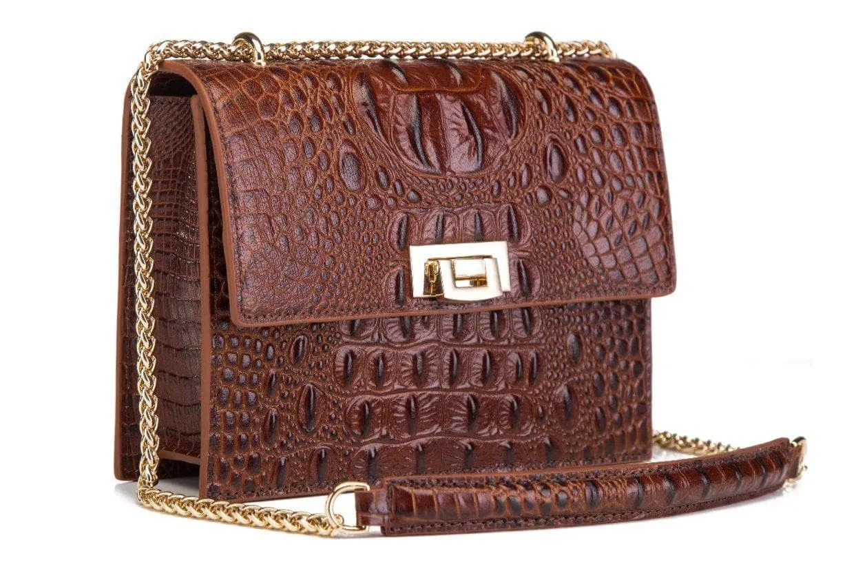 Tauren Croc Embossed Leather Crossbody Bag