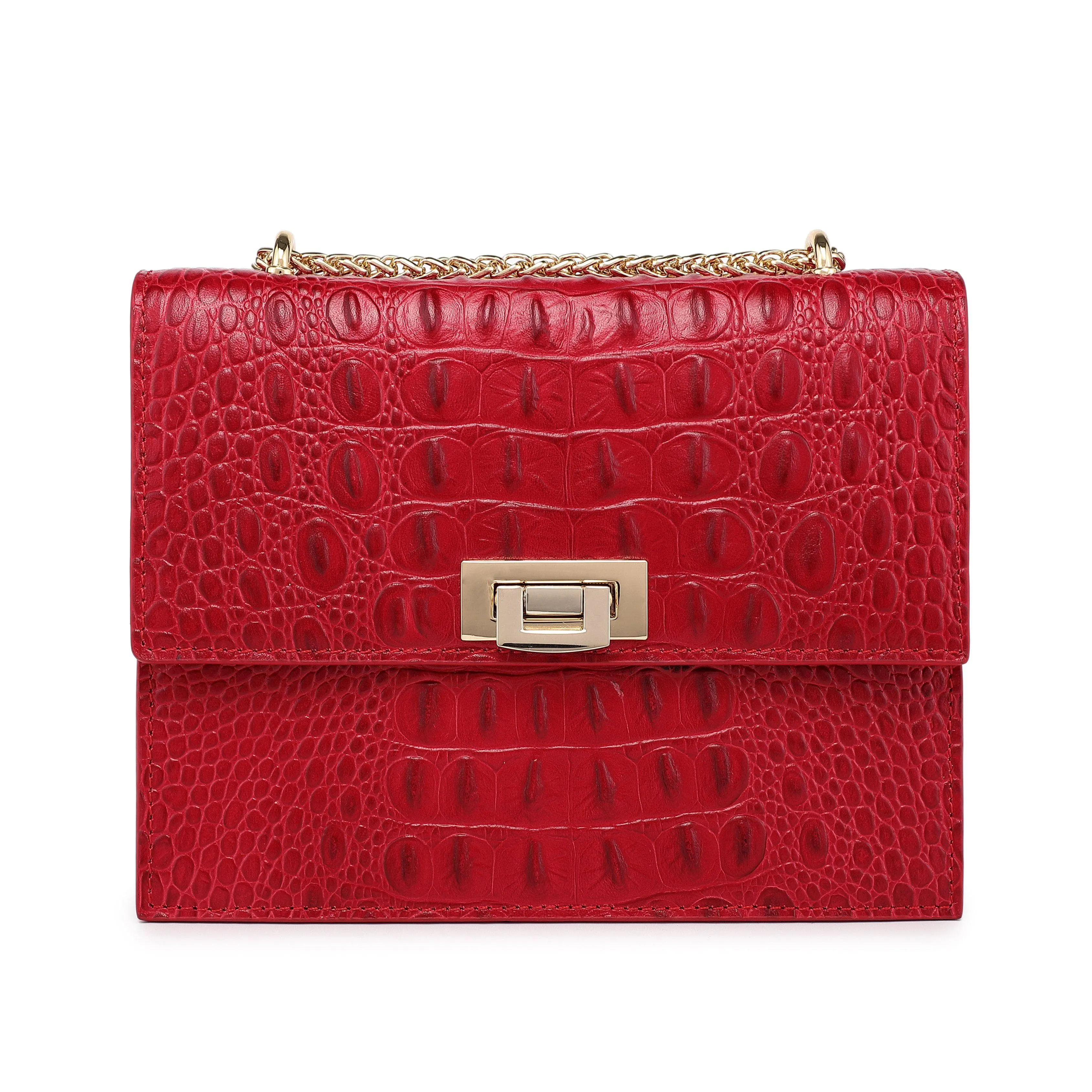 Tauren Croc Embossed Leather Crossbody Bag