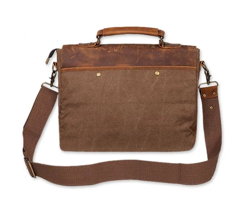 Vintage Canvas Satchel Messenger Bag for Men - Coffee