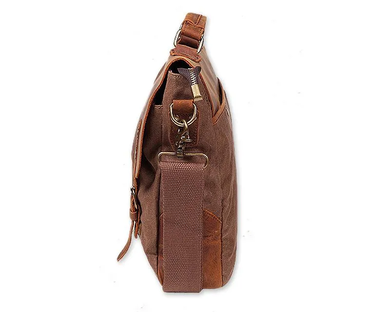 Vintage Canvas Satchel Messenger Bag for Men - Coffee