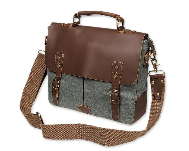 Vintage Canvas Satchel Messenger Bag for Men - Green