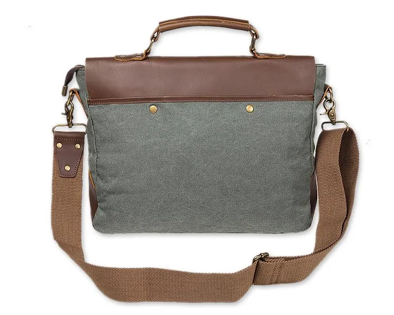 Vintage Canvas Satchel Messenger Bag for Men - Green