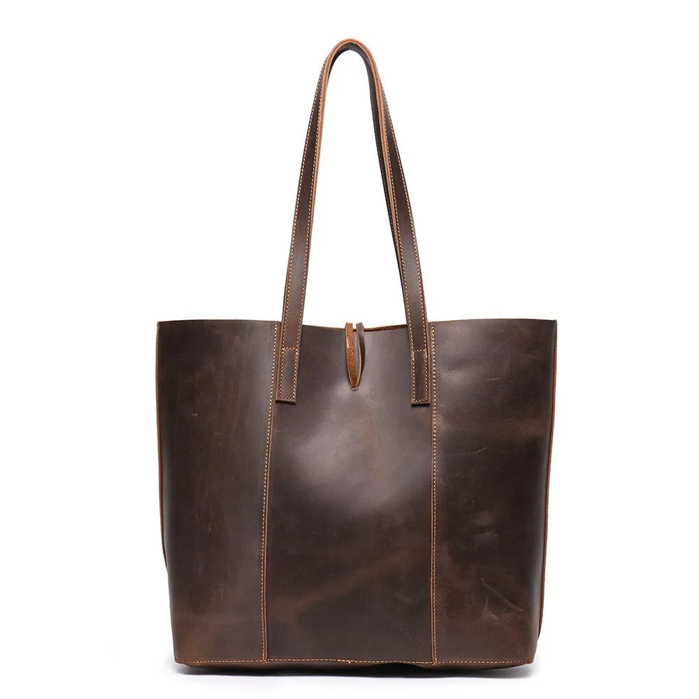 Vintage Crazy Horse Leather Tote Bag