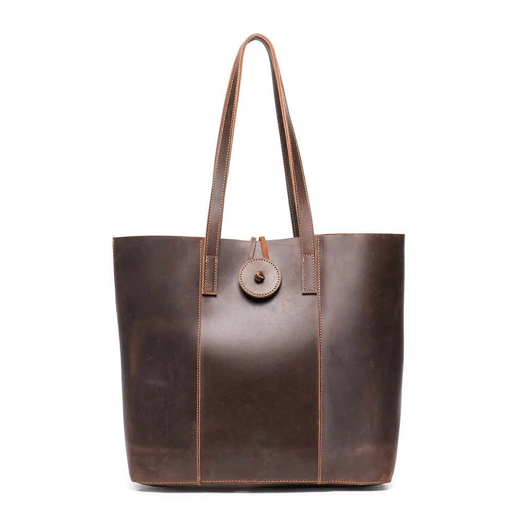 Vintage Crazy Horse Leather Tote Bag