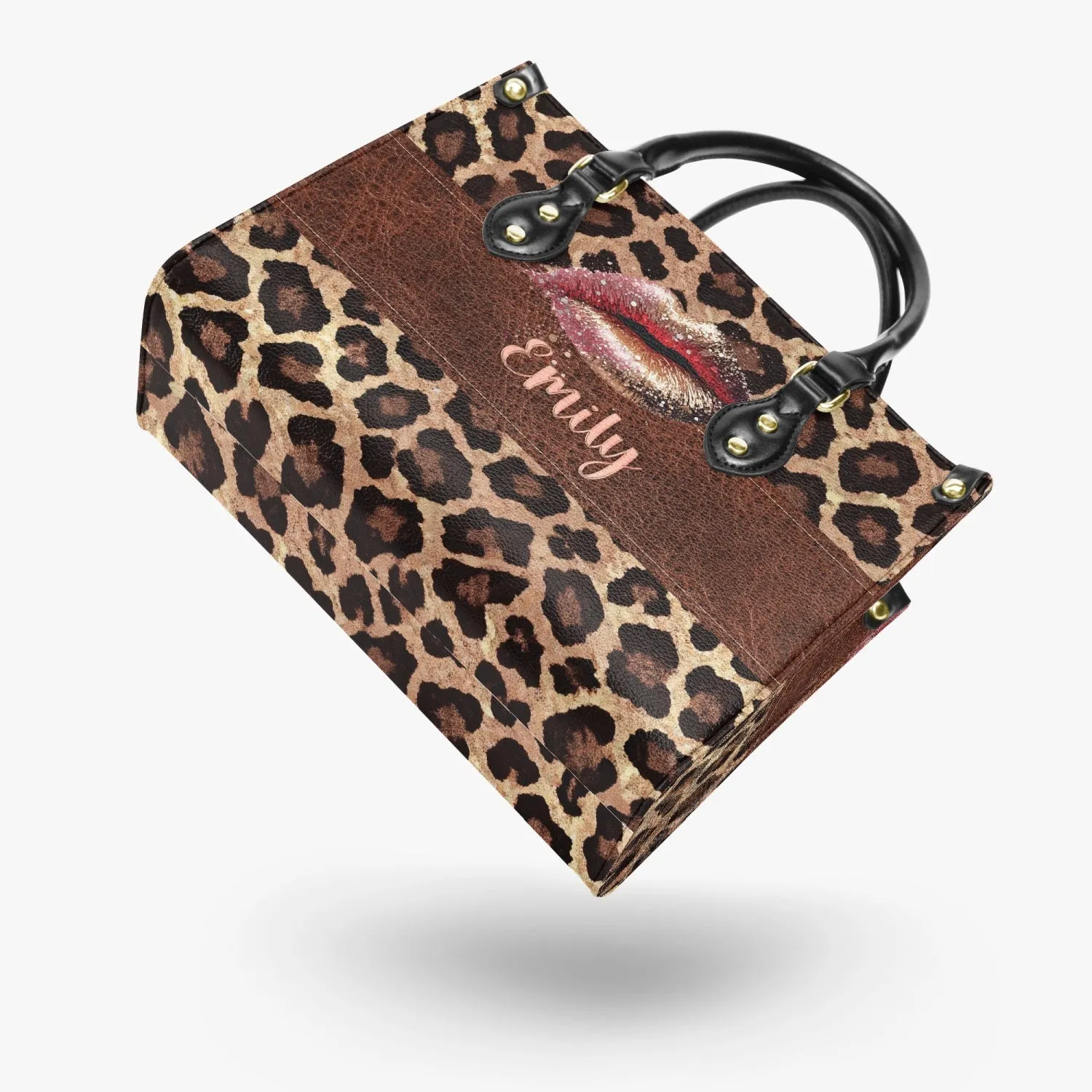 Women's Tote Bag - Leopard Print, Lips, Personalised