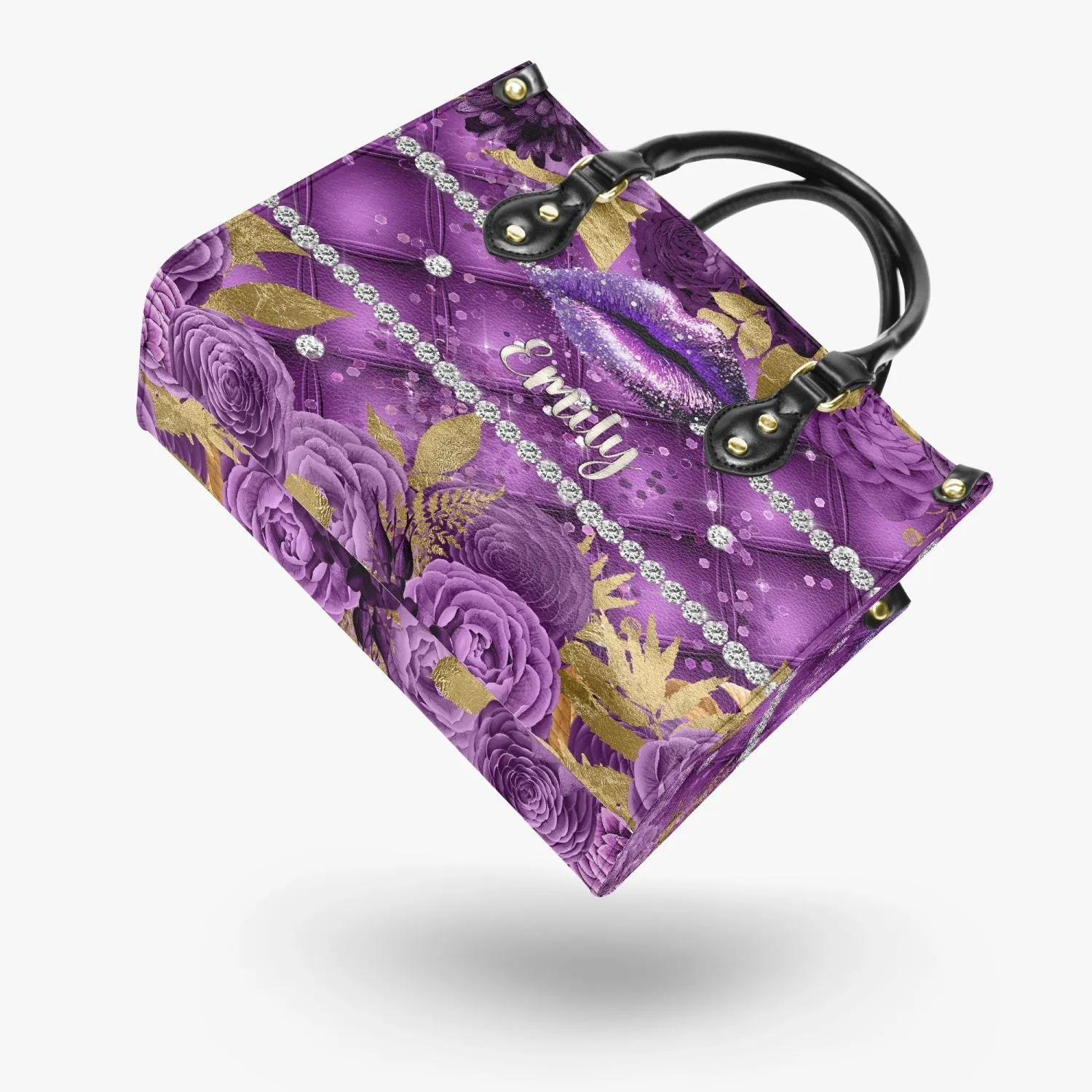 Women's Tote Bag - Purple Floral, Lips, Personalised