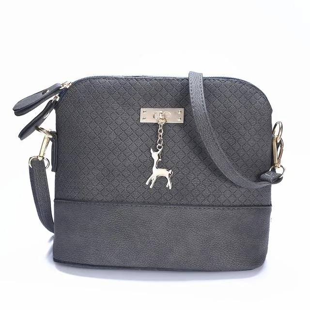 Yogodlns New female bag quality pu leather soft face women bag wild shoulder messenger bag Quilted shell bag pendant cute deer