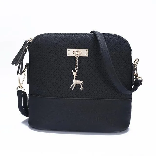 Yogodlns New female bag quality pu leather soft face women bag wild shoulder messenger bag Quilted shell bag pendant cute deer